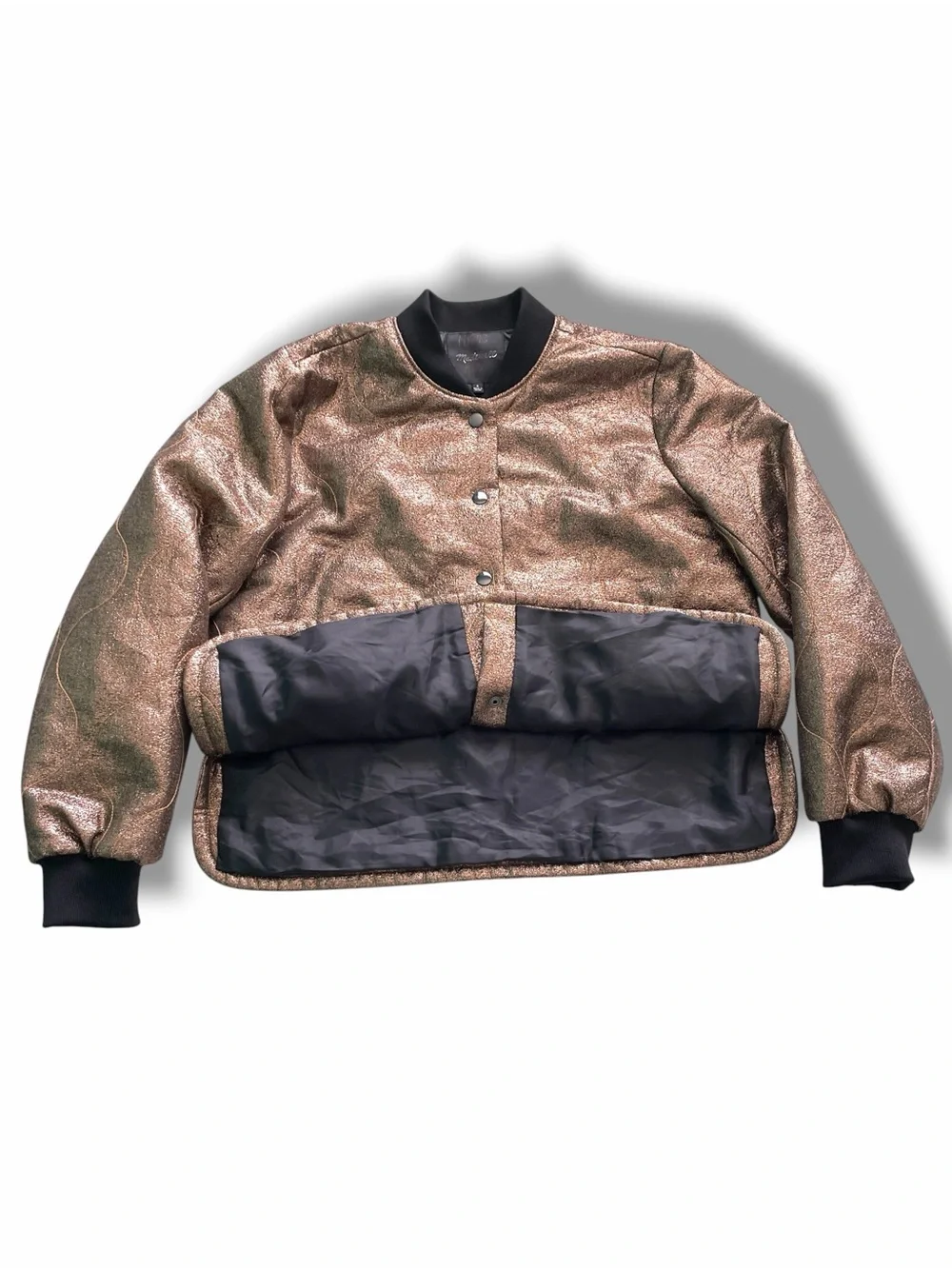Madewell Metallic Gold Quilted Military Bomber Jacket H1293 Rare Sample Small